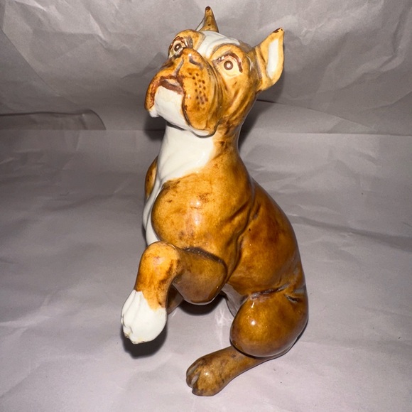 Vintage Atlantic Mold Ceramic Boxer Dog 6” Paw Up Hand Painted - Picture 1 of 15